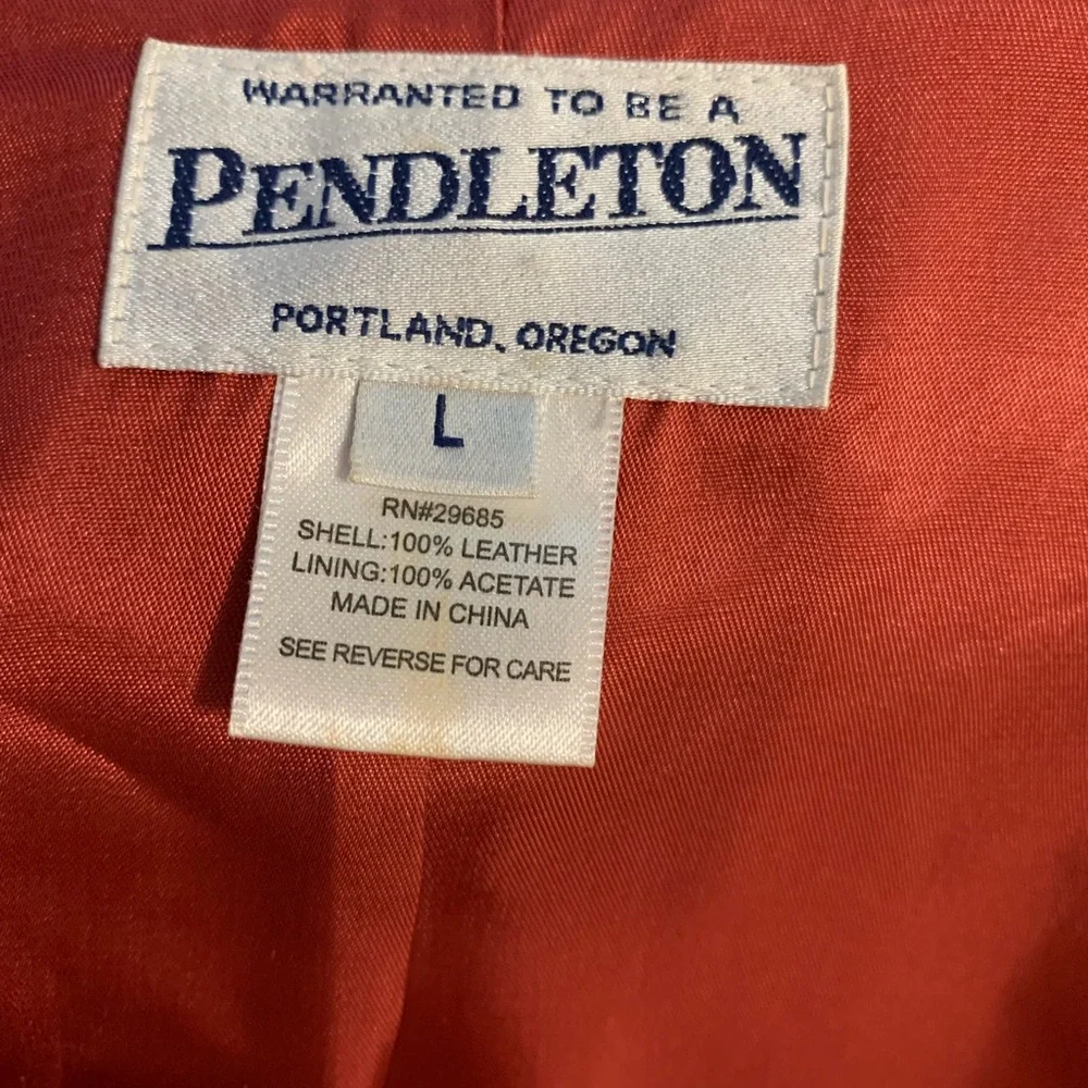 Red Pendleton L Leather Hip Moto Jacket Coat - Picture 6 of 8